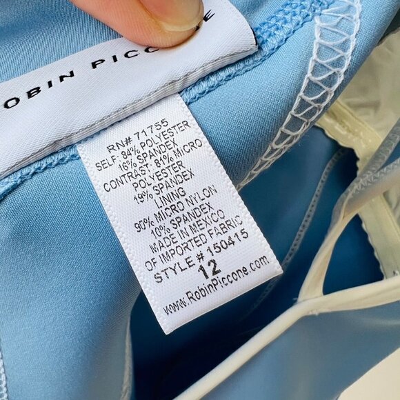 ❤️ Robin Piccone Brit Scuba contrasted trims one piece in blue Size 12 L42 - Picture 7 of 9